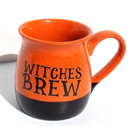 NEW Large Orange Witches Brew Coffee Mug Logo Halloween Theme Funny Cup 22oz - Picture 1 of 3